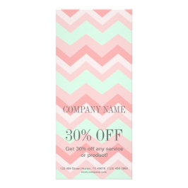 Girly Geometric Patroon roze en munt chevron Reclamekaart