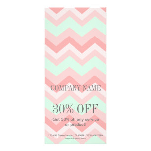 Girly Geometric Patroon roze en munt chevron Reclamekaart