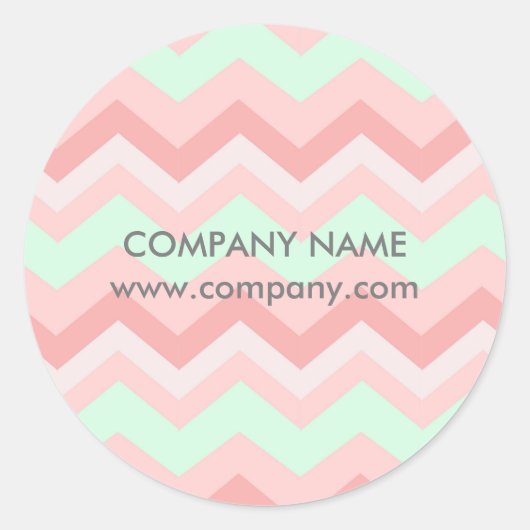 Girly Geometric Patroon roze en munt chevron Ronde Sticker (Voorkant)