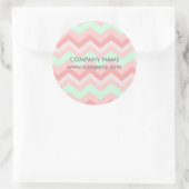Girly Geometric Patroon roze en munt chevron Ronde Sticker (Tas)
