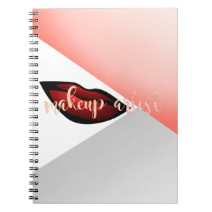 Girly Geometric Red Lips, Makeup kunstenaar Notitieboek