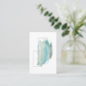 *~* Girly Geometric Silver & Turquoise Waterverf Visitekaartje (Staand voorkant)