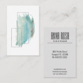 *~* Girly Geometric Silver & Turquoise Waterverf Visitekaartje (Voorkant / Achterkant)
