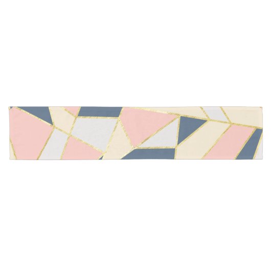 Girly Geometric Triangles met Faux Gold Korte Tafelloper (Horizontaal)