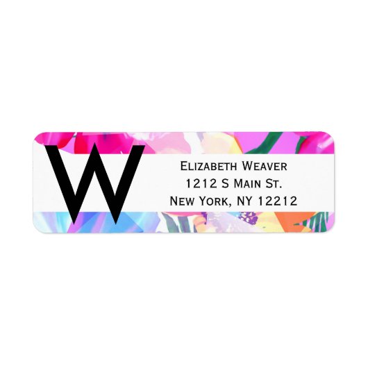 Girly geometrische driehoek bloemen patroon etiket (Voorkant)