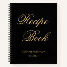 Girly Gepersonaliseerd Kookboek Zwart En Goud Rece