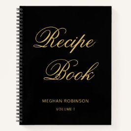 Girly Gepersonaliseerd Kookboek Zwart En Goud Rece Notitieboek