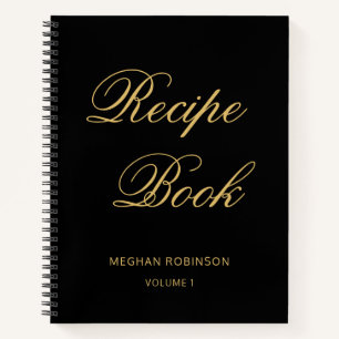 Girly Gepersonaliseerd Kookboek Zwart En Goud Rece Notitieboek