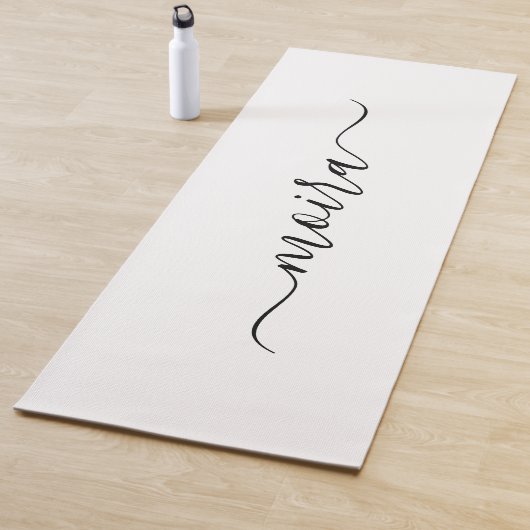 Girly gepersonaliseerd minimalistisch wit yogamat (In situ)
