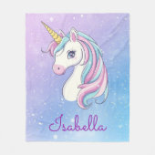 Girly gepersonaliseerde grillige eenhoorn sprankel fleece deken (Voorkant)