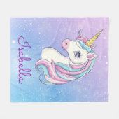 Girly gepersonaliseerde grillige eenhoorn sprankel fleece deken (Voorkant (Horizontaal))