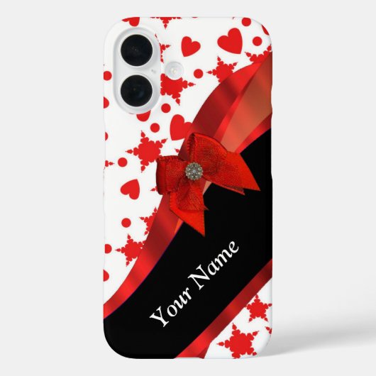 girly gepersonaliseerde rood en wit Case-Mate iPhone case (Achterkant)