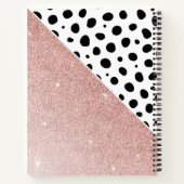 Girly Gepersonaliseerde Zwarte Stippen Roos Goud G Notitieboek (Achterkant)