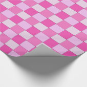 Girly geruit roze geweven patroon cadeaupapier (Hoek)