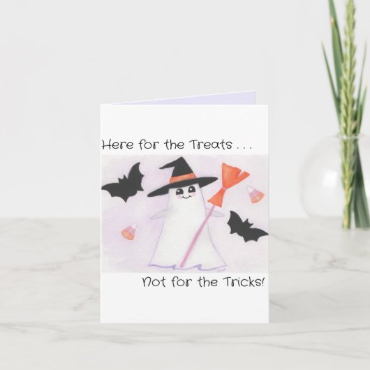 Girly Ghost met bezem, vleermuizen en snoep (Voorkant)