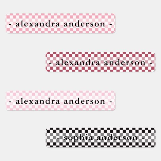 Girly Gingham Kids Name  Labels (Groep)
