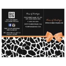 Girly Giraffe print Oranje Bow Boutique Brochure
