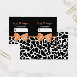Girly Giraffe print Oranje Bow Boutique Hang Label Visitekaartje