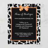 Girly Giraffe print Oranje Bow Mode Boutique Flyer (Achterkant)