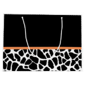 Girly Giraffe print Oranje lintje met naam Large Cadeautasje (Achterkant)