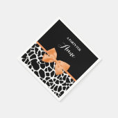 Girly Giraffe print Oranje lintje met naam Servetten (Hoek)