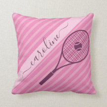 Girly Girl Pink Striped Tennis Racket & Ball Cute