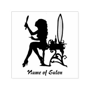 Girly Girl Woman Silhouette Hair en Beauty Salon Zelfinktende Stempel