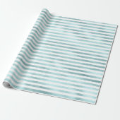 Girly Glam Aqua Mint Stripes Cadeaupapier (Uitgerold)