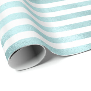 Girly Glam Aqua Mint Stripes Cadeaupapier