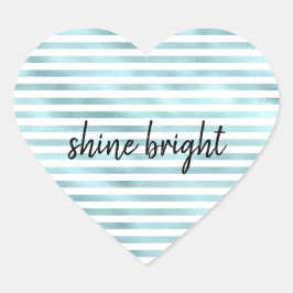 Girly Glam Aqua Mint Stripes Hart Sticker