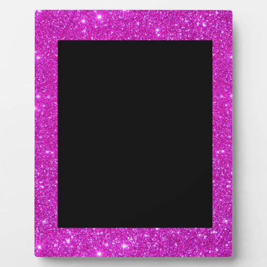 Girly Glam Black met Sparkly Pink Glitter Lijst Fotoplaat (Voorkant)