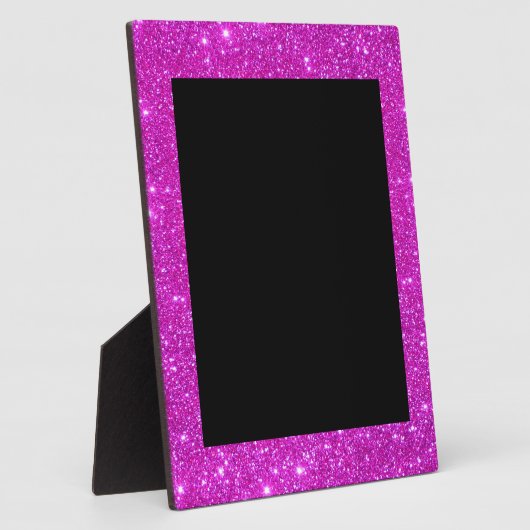 Girly Glam Black met Sparkly Pink Glitter Lijst Fotoplaat (Zijkant)