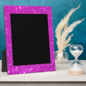 Girly Glam Black met Sparkly Pink Glitter Lijst Fotoplaat (Zijkant)