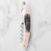 Girly Glam Black Roos Gold Glitter Drivers Monogra Kurkentrekker (Voorkant)