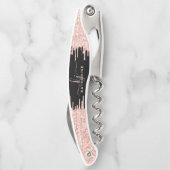 Girly Glam Black Roos Gold Glitter Drivers Monogra Kurkentrekker (Achterkant)