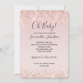 Girly Glam Blush Pink Glitter Sparkle Baby shower Kaart (Voorkant)