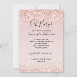 Girly Glam Blush Pink Glitter Sparkle Baby shower Kaart