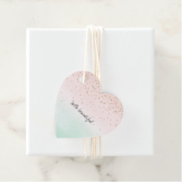 Girly Glam Blush Pink Mint Gold Sparkle Confetti Bedankjes Labels