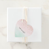 Girly Glam Blush Pink Mint Gold Sparkle Confetti Bedankjes Labels (In situ)