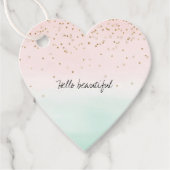 Girly Glam Blush Pink Mint Gold Sparkle Confetti Bedankjes Labels (Voorkant)