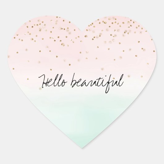 Girly Glam Blush Pink Mint Gold Sparkle Confetti Hart Sticker (Voorkant)