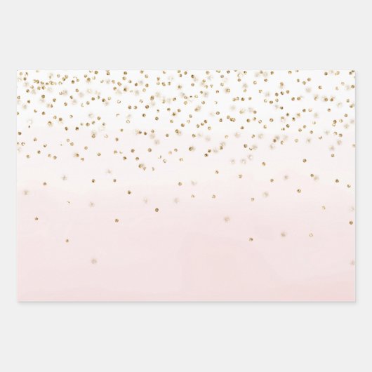 Girly Glam Blush Pink Mint Gold Sparkle Confetti Inpakpapier Vel (Voorkant 3)