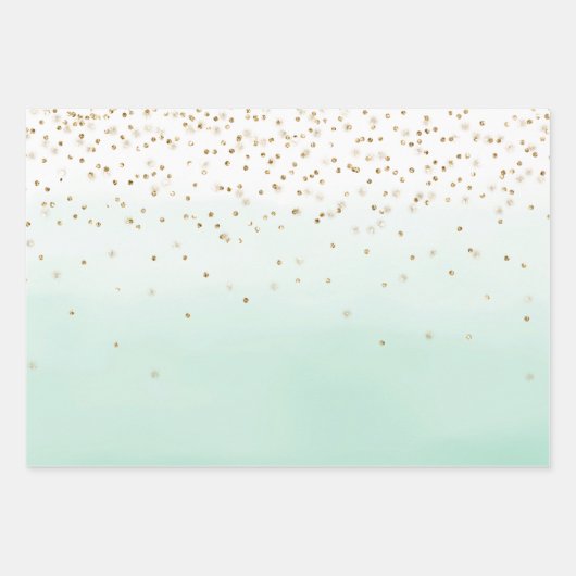 Girly Glam Blush Pink Mint Gold Sparkle Confetti Inpakpapier Vel (Voorkant 2)