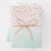Girly Glam Blush Pink Mint Gold Sparkle Confetti Inpakpapier Vel (In situ)