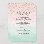 Girly Glam Blush Pink Mint Gold Sparkle Confetti Kaart (Voorkant / Achterkant)