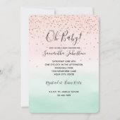 Girly Glam Blush Pink Mint Gold Sparkle Confetti Kaart (Voorkant)
