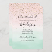 Girly Glam Blush Pink Mint Gold Sparkle Confetti Kaart (Voorkant / Achterkant)