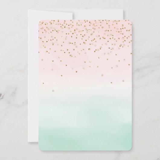 Girly Glam Blush Pink Mint Gold Sparkle Confetti Kaart (Achterkant)