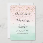 Girly Glam Blush Pink Mint Gold Sparkle Confetti Kaart (Voorkant)