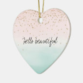 Girly Glam Blush Pink Mint Gold Sparkle Confetti Keramisch Ornament (Links)